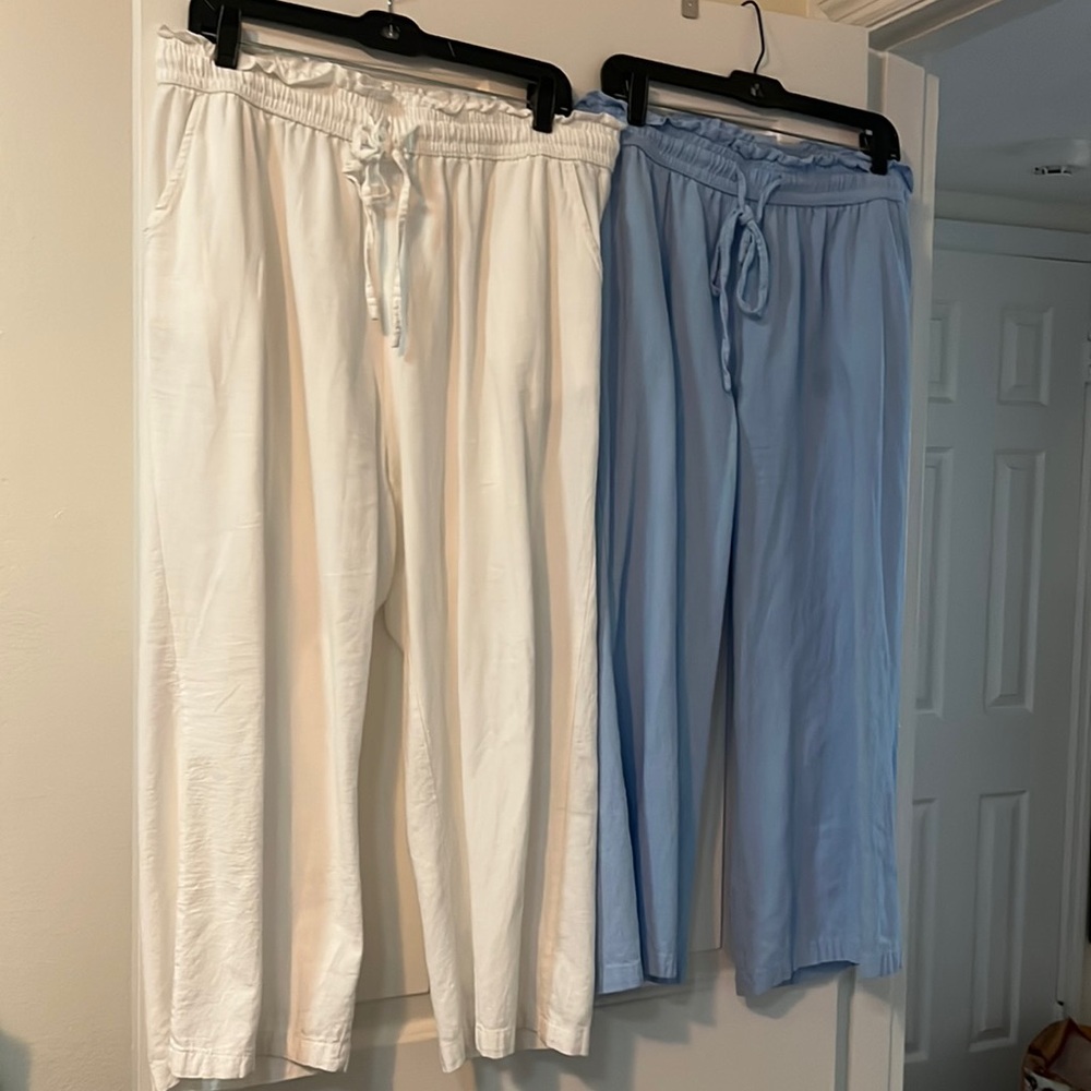 S/2 drawstring linen/cotton pants